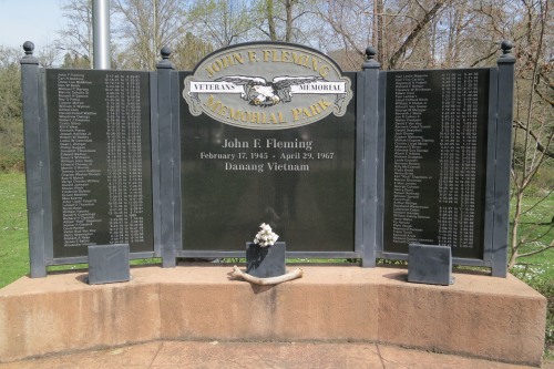 Wall of names (John F. Flemming/ Veteran Memorial/ Memorial Park/ John F. Fleming/ February 17, 1945 - April 29, 1967/ Danang Vietnam)